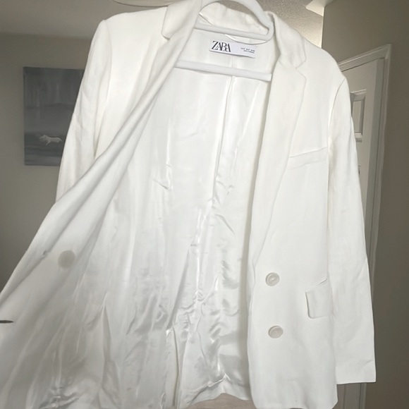 Zara linen blend double breasted blazer S - Picture 6 of 9